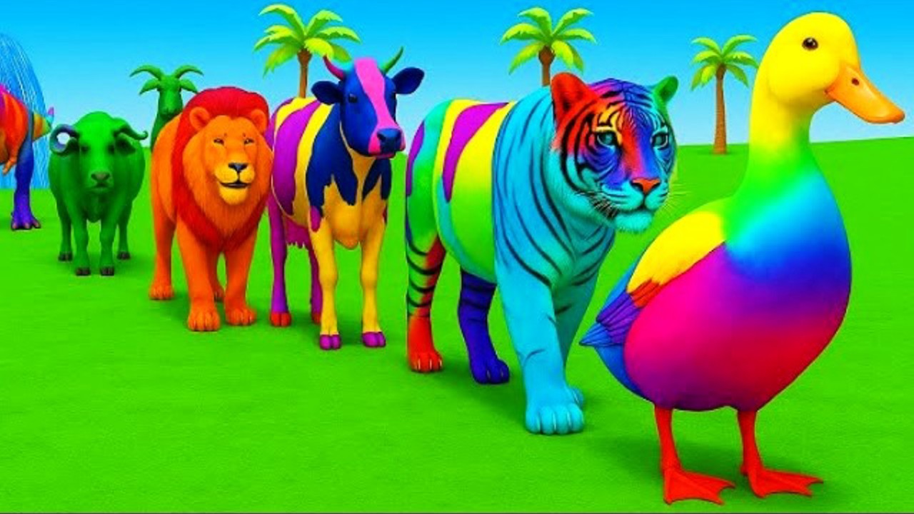 Long Slide Game With Elephant Gorilla Buffalo Hippopotamus Tiger 3d Animal Game Funny 3d Animals