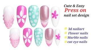  Easy DIY Nail Art Set for Beginners 💅 || Cute 3d press on nail design || #nailart #nails #youtube  screenshot 5