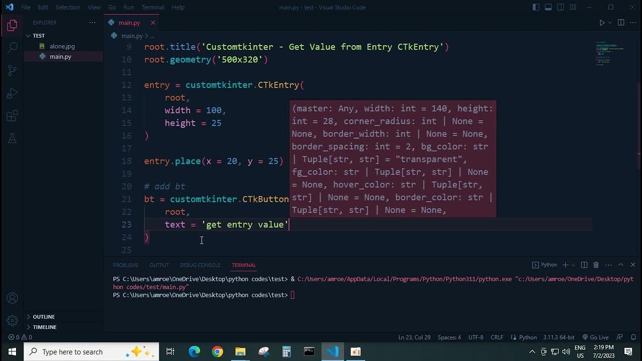 Customtkinter Get Value from Entry CTkEntry - YouTube