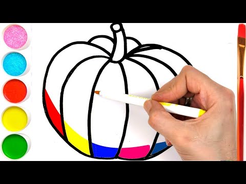 Cách vẽ quả bí ngô và tô màu cho trẻ em How to Pumpkin Drawing