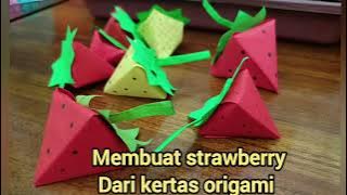 KREASI TEMA TANAMAN PAUD KB-TK | PRAKARYA TEMA TANAMAN BUAH | STRAWBERRY DARI KERTAS ORIGAMI