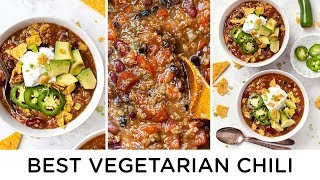 EASIEST VEGETARIAN CHILI RECIPE ‣‣ made in the slow cooker