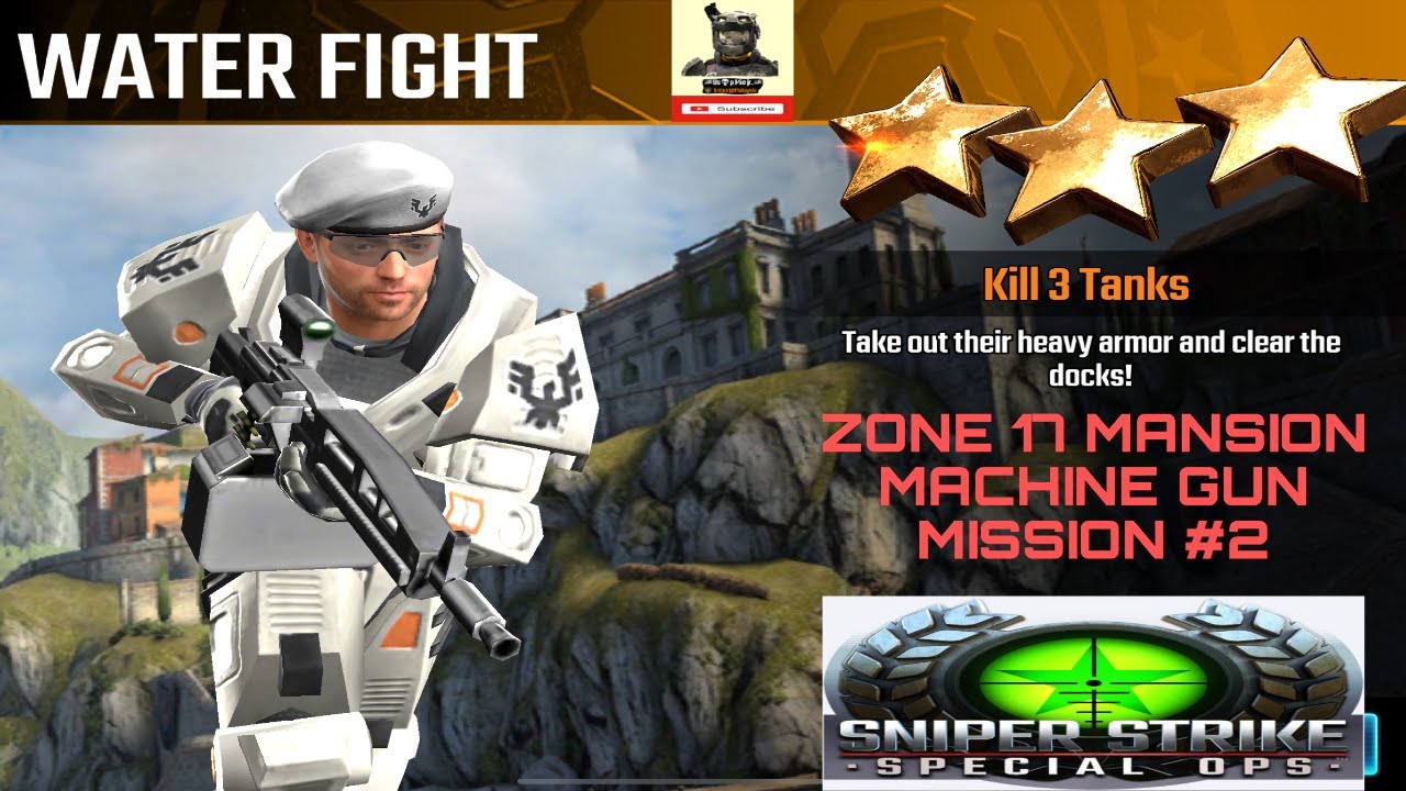 Campaign Zone 17 Mansion Water Fight Machine Gun mission #2 sniper strike : special ops