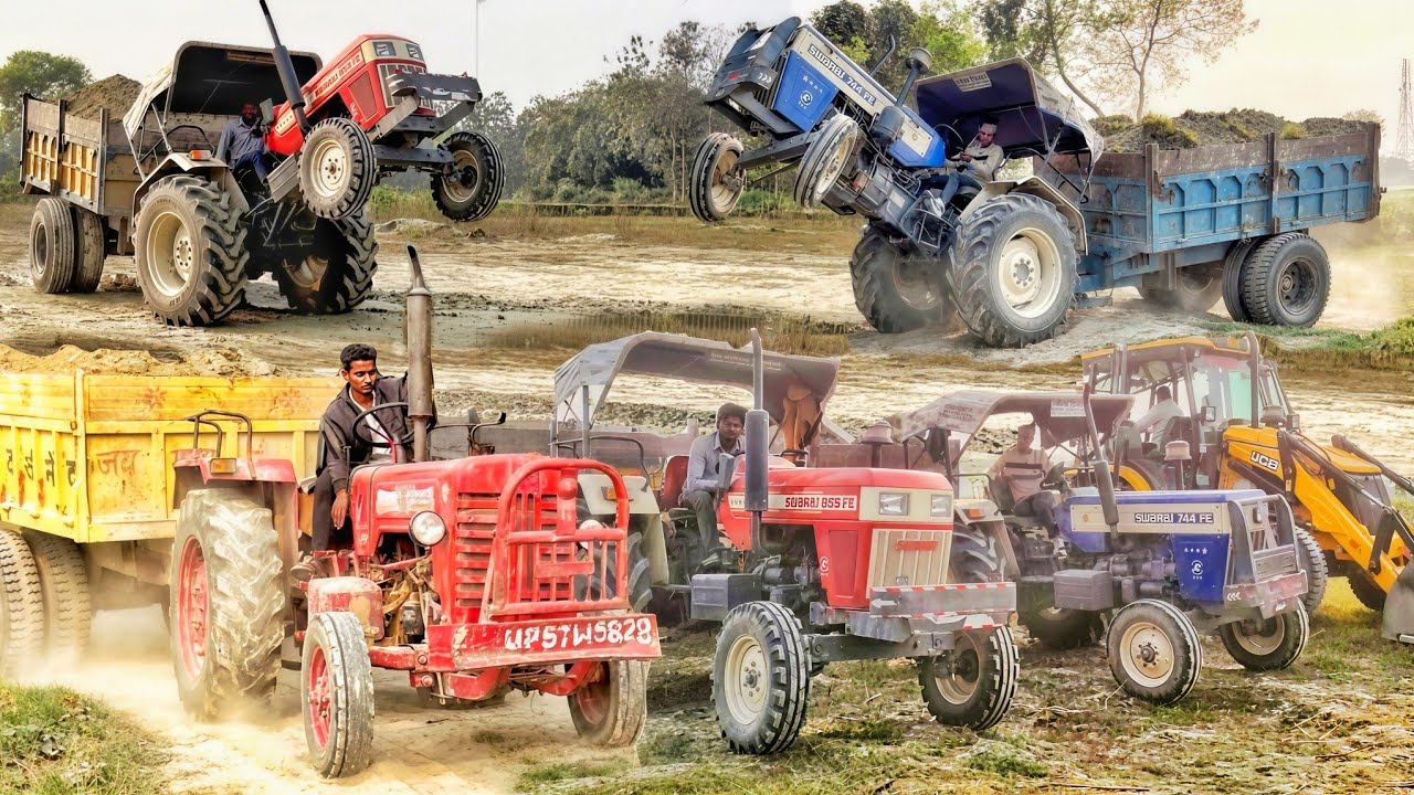 New JCB 3dx export driver loading mud | Mahindra tractor Swaraj 855 FE, Swaraj 755 FE With trolley |