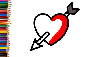 How to Draw a HEART ARROW easy for kids