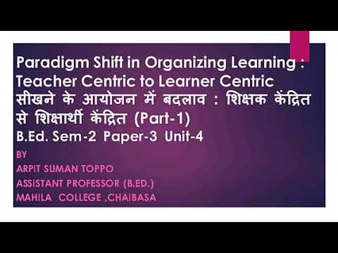 Paradigm Shift in Organising Learning: Teacher Centric to Learner Centric