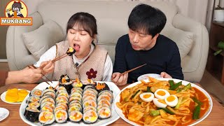 Mukbang | Tteokbokki and Gimbap that I made with my mother-in-law. Cook and eating