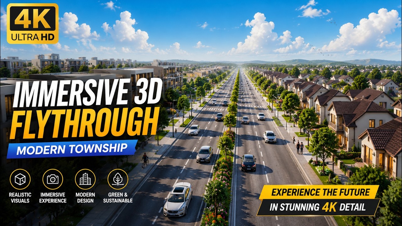 Masterplan and township 3D aerial flythrough animation by Yantram Studio
