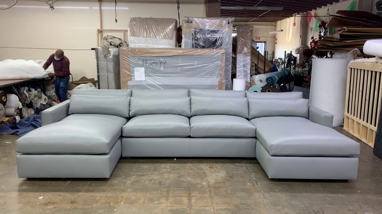 Grey Leather Sectional