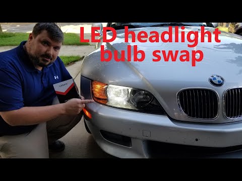 BMW Z3 में LED हेडलाइट बल्ब लगाना! लासफिट एलईडी बल्ब।