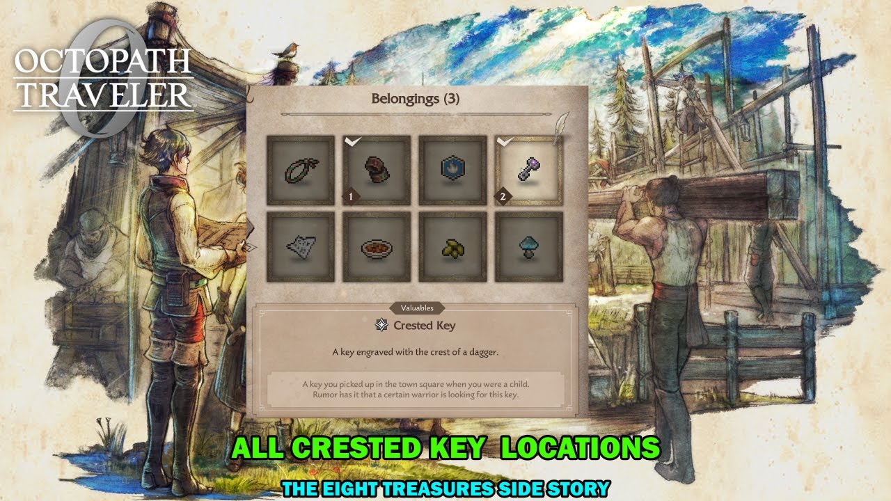 Octopath traveler 0 walkthrough - All 8 crested key locations - The eight sacred treasures quest