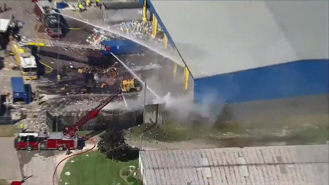 Firefighters battle 3alarm fire at recycling facility near I55 and