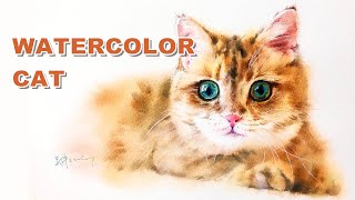 How to painting ginger cats in watercolor | watercolour animals cats | wet on wet | 水彩动物画 | 水彩湿画法猫咪