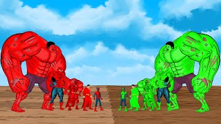 Color RED HULK, SuperMan, Wolverine vs Color BLUE SPIDER-MAN | SUPER HEROES MOVIE ANIMATION