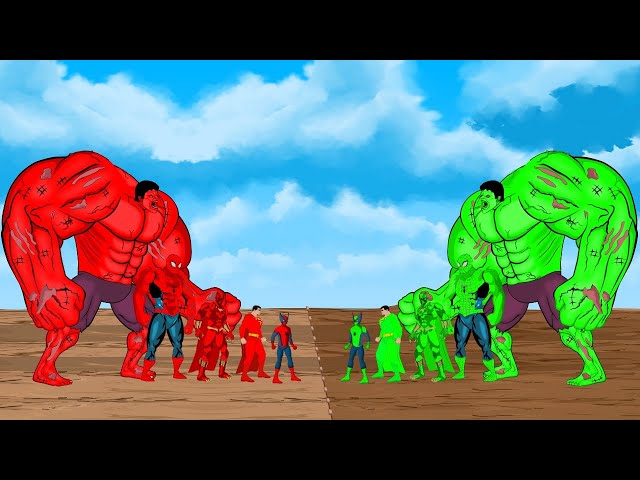 Color RED HULK, SuperMan, Wolverine vs Color BLUE SPIDER-MAN | SUPER HEROES MOVIE ANIMATION class=