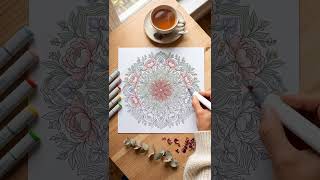Coloriage mandala adulte : Pivoines et papillons | ASMR relaxant #shorts