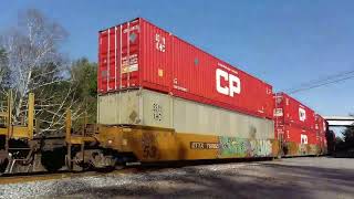 Awesome Horn! Long Manifest / Stack Train Rolling thru Welsford, NB on a Sunny Afternoon