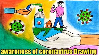 corona virus awareness Drawing with oil pastel#save earth poster drawing step by step