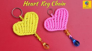 Simple Macrame Key Chain / waste Macrame Heart Shaped keychain with Piping Knot / Macrame Knot