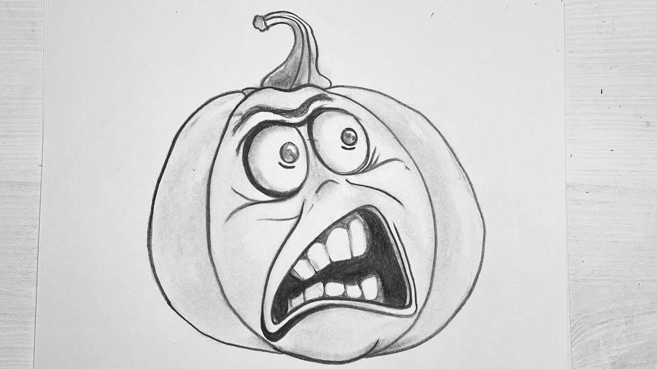 How to Draw a Funny Scared Pumpkin Face Step by Step | Easy Halloween Drawing Tutorial