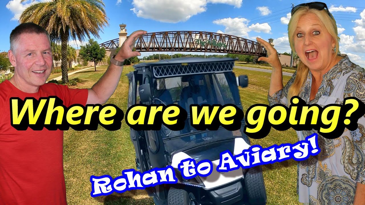 Golf cart tour of The Villages from Rohan regional rec center to Aviary neighborhood rec center
