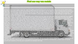How to : Find one way van rentals