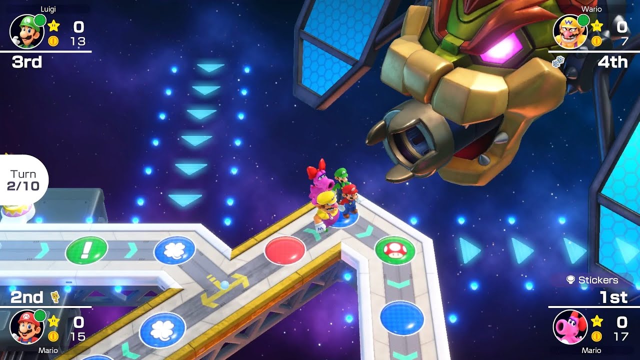 Mario Party Superstars #603 Space Land Birdo vs Mario vs Wario vs Luigi