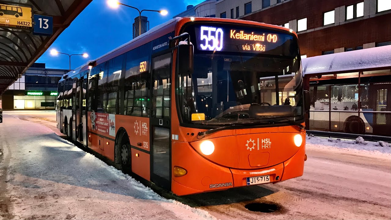 Lopettaneen Runkolinjan 550 Reittivideo Itäkeskus (M)-Keilaniemi (M) (Etu Näkymä)