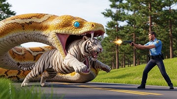 Brave Heroes Save Hyperactive Tiger From Giant Python’s Attack 🐍