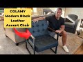 Colamy modern black leather accent chair review