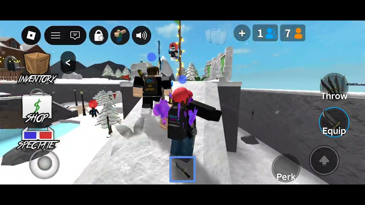 Playing mm2 with my classmate😃