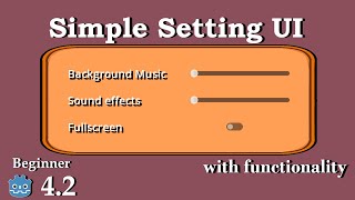 Setting Menu with sound and fullscreen function - Sound Setting UI - Learn Godot 4 - no talking