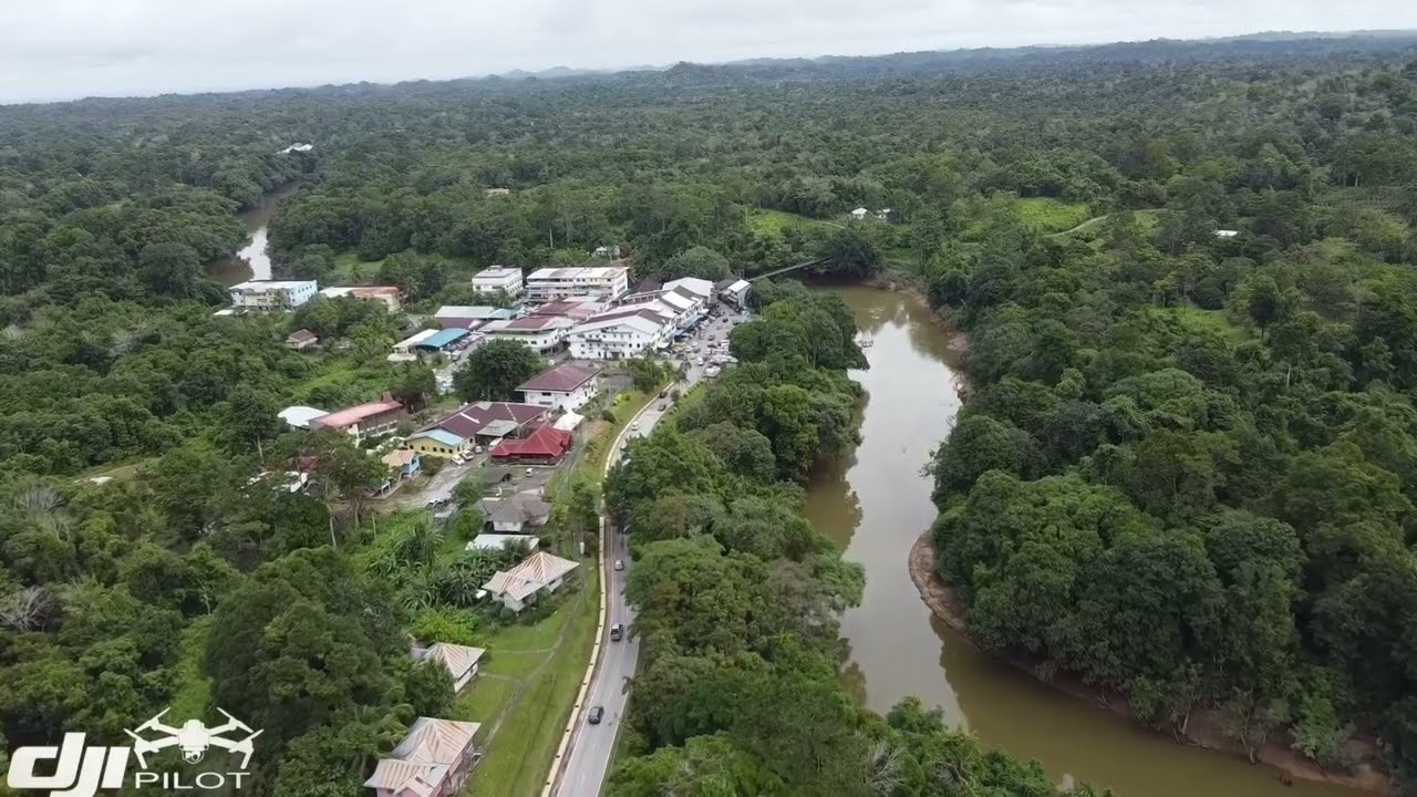 Permandangan dari udara Pekan julau Sarawak.