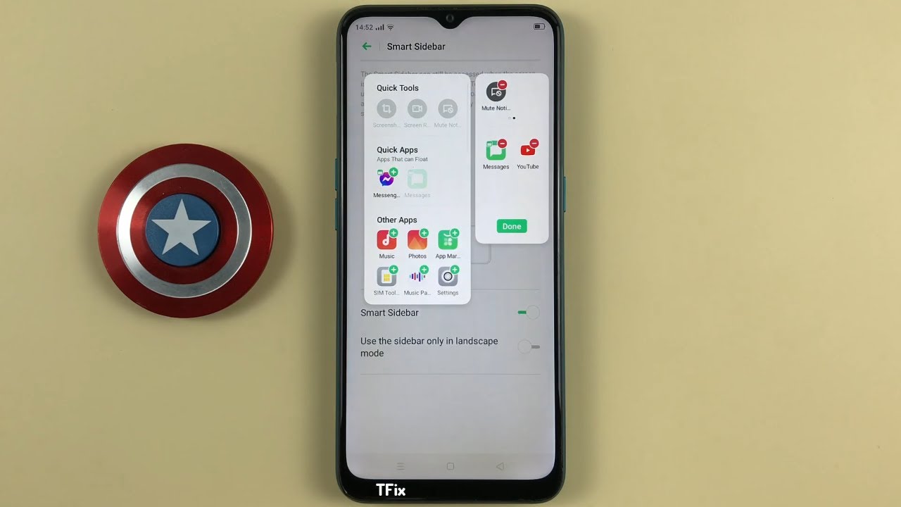 How to take a screenshot with the smart sidebar on OPPO A31 Android 9