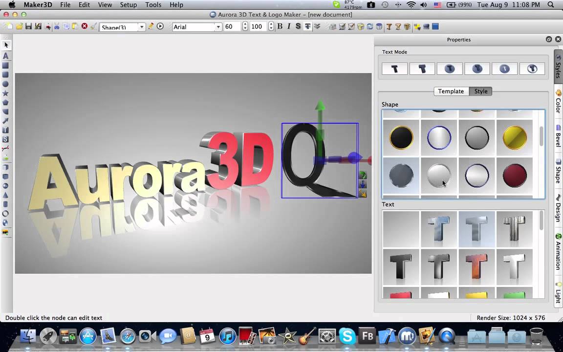 Make 3D Text Logo On Mac Aurora 3D Maker Animation YouTube