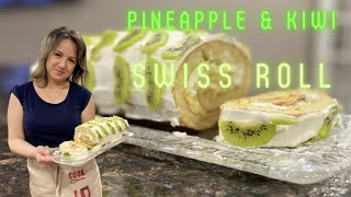 Tropical Fruit Roulette (Pineapple &amp; Kiwi Swiss Roll)