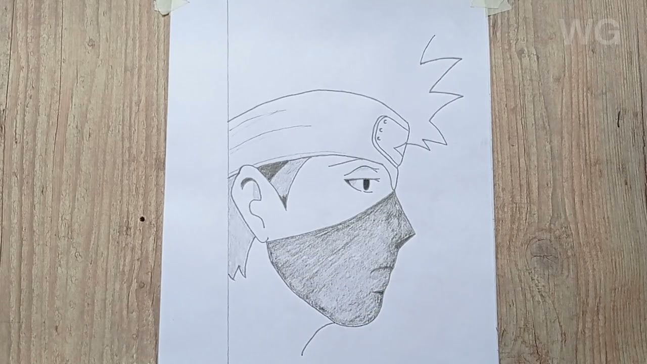 Desenho fácil de Anime. Como desenhar Kakashi passo a passo, desenho fácil para iniciantes...