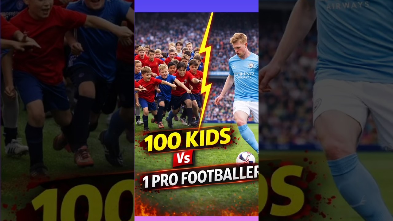 100 Kids vs 1 Pro Footballer 😱