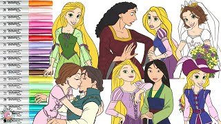 Disney Princess Coloring Book Compilation Tangled Rapunzel Mulan Mother Gothel Flynn Rider Pascal