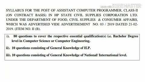 HPPSC Syllabus for the Post of Assistant Computer Programmer !