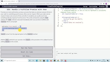 Tutorial 30 - Handle a fulfilled promise with then - freecodecamp