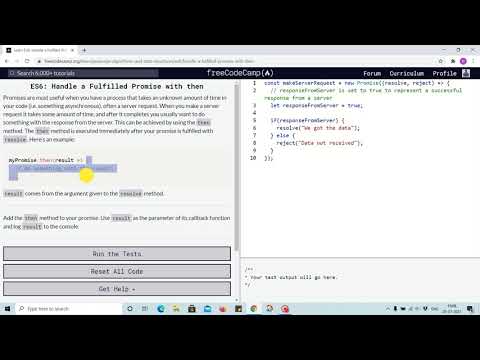 Tutorial 30 - Handle a fulfilled promise with then - freecodecamp