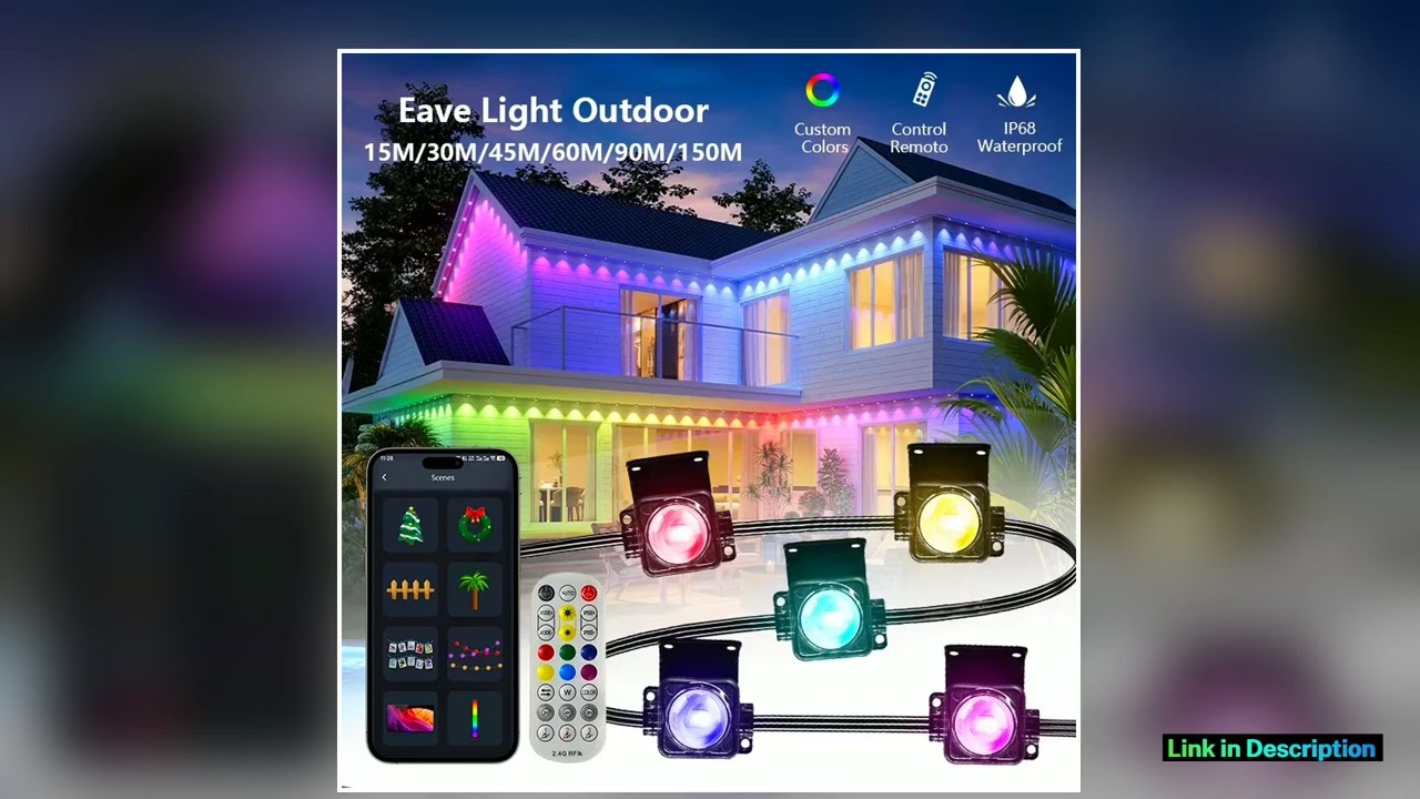 Smart RGBIC Eaves Lights Permanent Outdoor Lights Outdoor Christmas LED Light Strings with APP