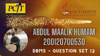 DBMS - Question Set 12 | Java Institute | Abdul Maalik Humam