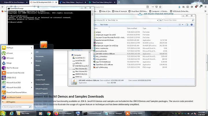 Downloading and installing JDK 8 on windows 7 32 bit