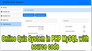 Online Quiz System in PHP MySQL with source code