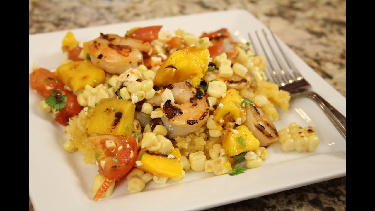 Grilled Shrimp With Mango Rice And Salsa by Rockin Robin