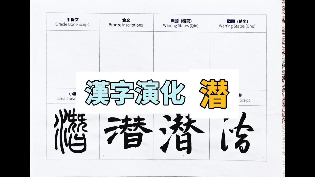 潜 字：从甲骨文到楷书,汉字书写的演变 #calligraphy #汉字 #art #汉字 #书道 #handwriting #漢字 #書道 ...