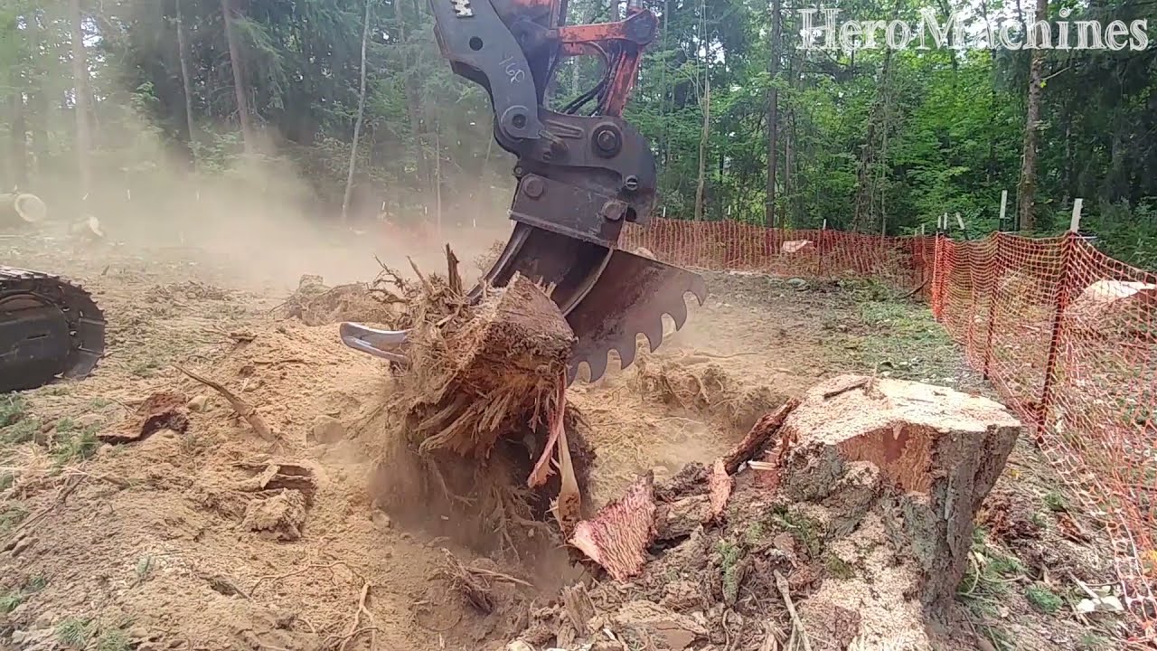 Fastest Tree Harvester Removal Equipment | Removing A Tree Stump With ...