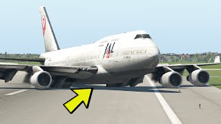 Japanese B747 Pilot Performs A Magnificent Belly Landing [XP11] by airddiction 5,500 views 3 months ago 4 minutes, 42 seconds